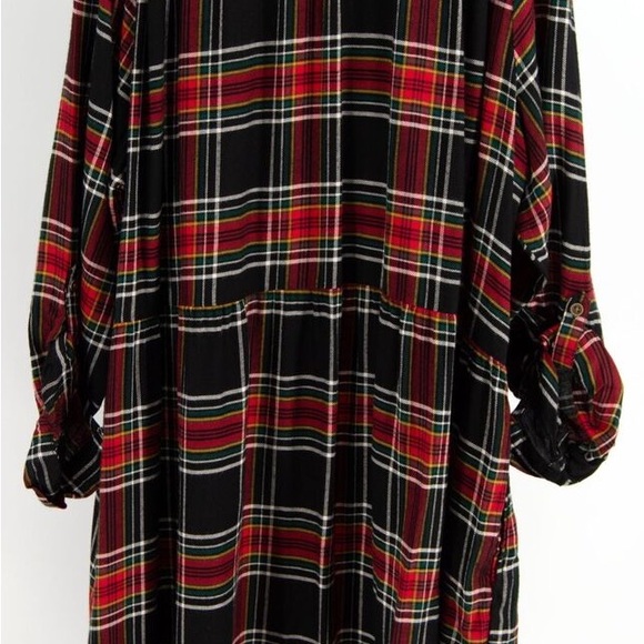 NWT Maurices Large Black and Plaid button Front Babydoll Shirtdress - Picture 4 of 7